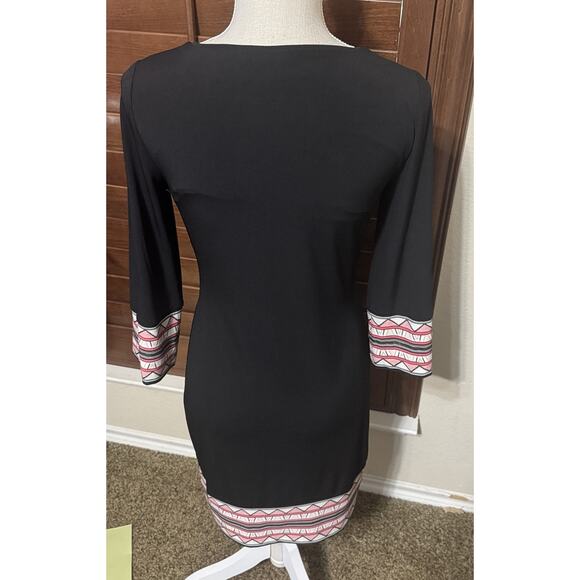 White House Black Market embroidered shift dress black Boho Tribal Mini size XXS - Picture 6 of 9